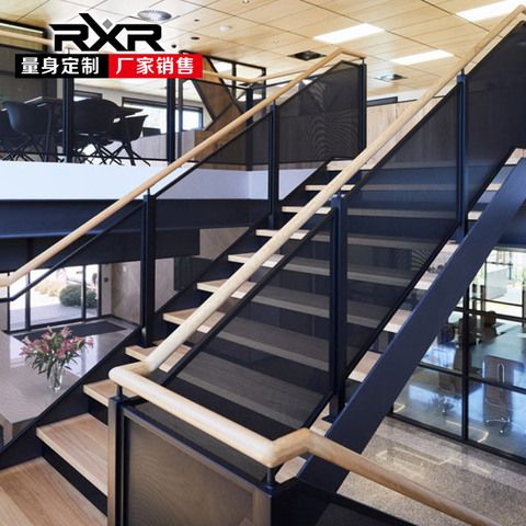 rxr旗舰店:室内整体复式跃层阁楼别墅旋转双梁钢木楼梯家用loft木楼梯